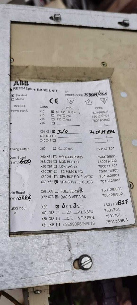 ABB REF542 plus base unit